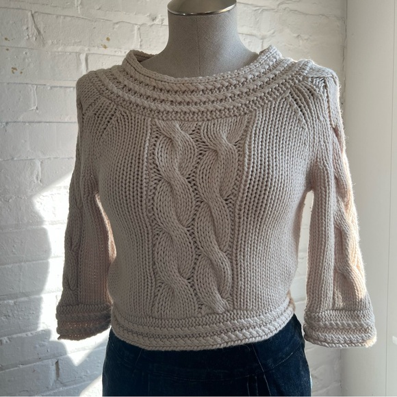 Moda International Cable Knit Cropped Sweater - Picture 1 of 9